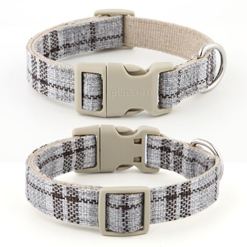Plutus Pet Cotton Hemp Dog Collar and Leash Set, Adjustable Collar for Small, Medium, and Large Dogs, Heavy Duty and Soft ...
