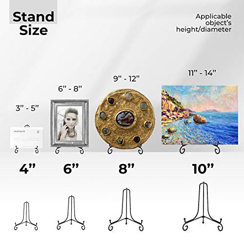 TR-LIFE 4 Pack Plate Stands for Display - 8 Inch Plate Holder Display Stand + Metal Easel Stand for Picture Frame, Decorat...