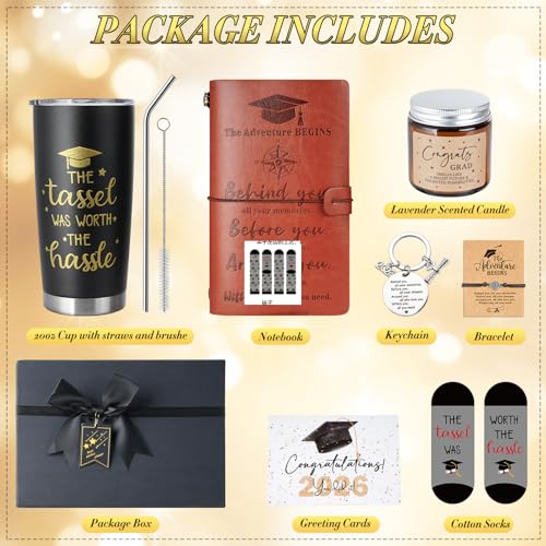 KEASKELL 2026 Graduation Gifts Box, Class of 2026 Graduation Gift Box Set with 20 Oz Tumbler, Notebook, Socks, Pen, Bracel...