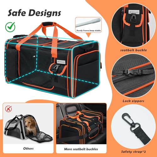 Expandable Extra Large Cat Carrier for 2 Cats with Litter Box for Kitten, Large Cat Small Dog Pet - Collapsible Double Cat...