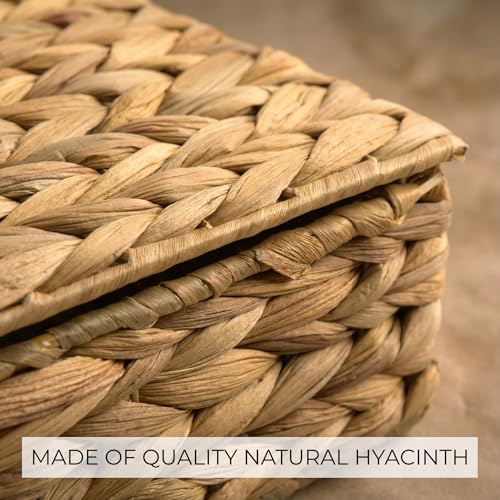 Decorative Storage Boxes with Lids - Set of 2 Beautiful Wicker Organizer Bins for Your Shelves & Home Decor - Safely Store...