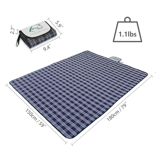 Wind Tour Waterproof Picnic Blanket with Carry Strap - Foldable Sandproof Outdoor Mat for Camping, Beach, Park - 59" x 7...