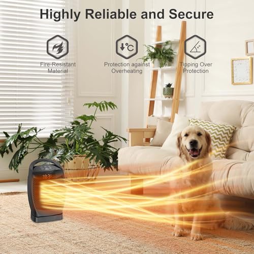 Portable Electric Heaters for Indoor Use - JNDRO 1500W PTC Ceramic Space Heater with Thermostat and Remote, Overheat and T...