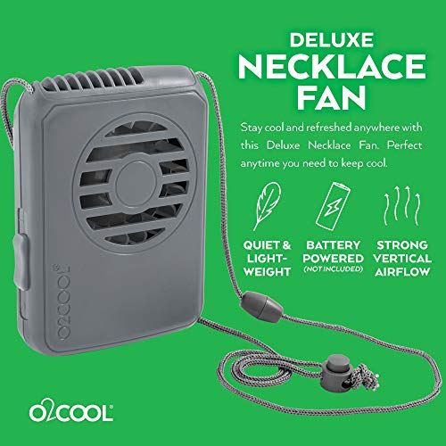 O2COOL Deluxe Personal Necklace Fan | Hands- Free, Battery Operated Wearable Mini Cooling Device for Beach, Sporting Event...