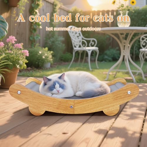 Mittimiya Cooling Cat Bed Hammock,Cats Cooling Mat, Comfort Gel Pet Pad, Indoor Elevated Cat Beds Chair, Curved Design, Pe...