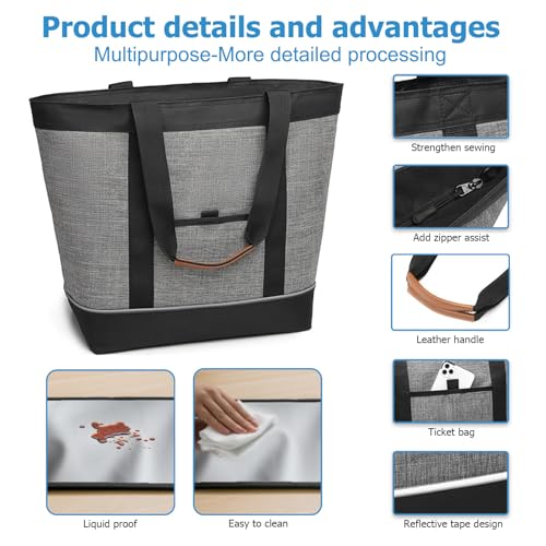 Awordo Insulated Cooler Bag, Reusable Grocery Tote Bags for Hot/Cold, Leakproof Thermal Food Delivery Bag for Shopping, Be...