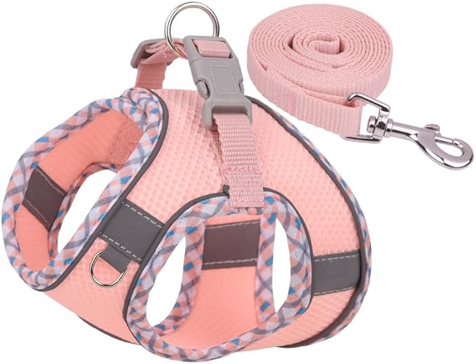 Dog Harness and Leash Set, No Pull Adjustable Reflective Pet Harness, Mesh Dog Harness, Step in Vest Harness Easy Walk Pup...