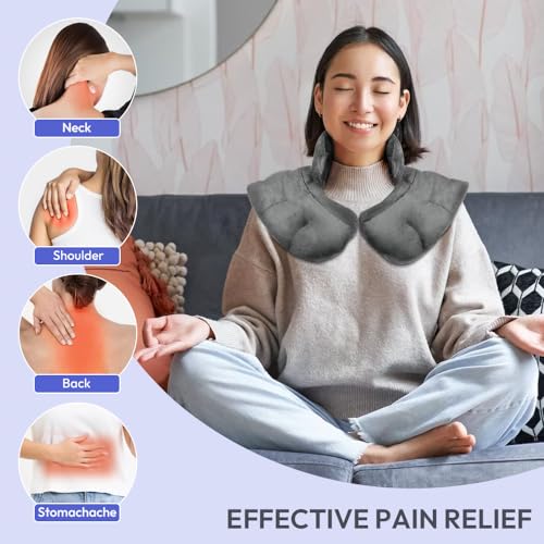 Microwavable Heat Pad for Neck and Shoulders, Weighted Microwave Moist Heating Wrap for Pain Relief Sore Muscle Stress Ten...