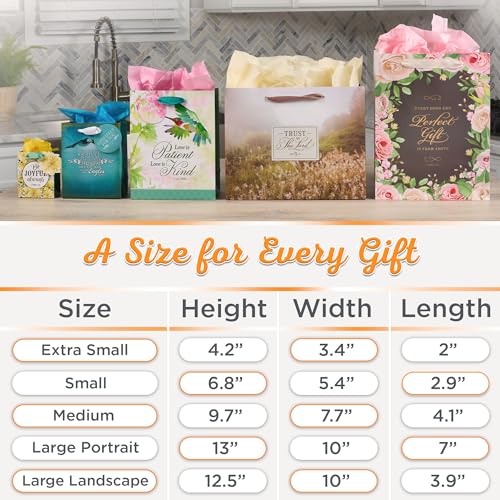 Christian Art Gifts Large Landscape Inspirational Scripture Gift Bag, Tag & Tissue Wrapping Paper Set for Women: Give Than...