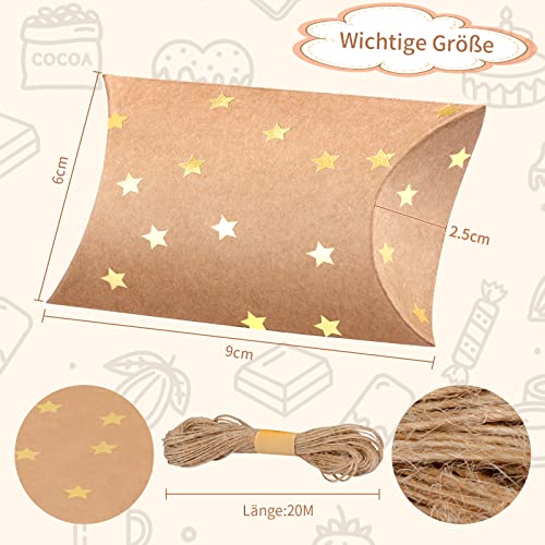 100 Pieces 2.36x3.5x0.98 inch Small Gift Pillow Boxes for Gifts Kraft New Year Gift Box Christmas Pillow Boxes Pillow Gift...