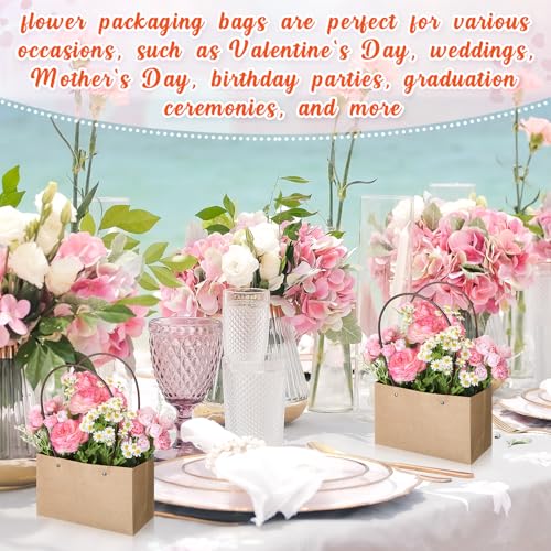 6 Set Mother's Day Flower Gift Boxes with Floral Foam Blocks, Bouquet Carrier Bags with Handle, Paper Flower Box for Bouqu...