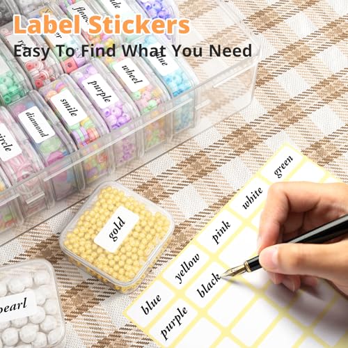 Mathtoxyz Bead Organizer Box, 31Pcs Small Beads Organizers and Storage Plastic Cases Mini Clear Dimond Storage Containers ...