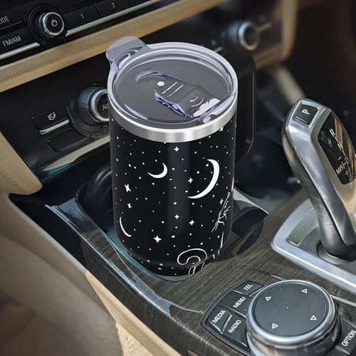 xspgrnm 40oz Black Cat Tumbler With handle, Halloween Goth Stainless Steel Leak Proof Travel Coffee Mug Cup Water Bottle T...
