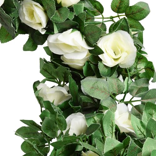 5pack Flower Garland Artificial Fake Rose Garland Vine Artificial Flowers for Decoration Floral Garlands Decor-Total 41 Ft...