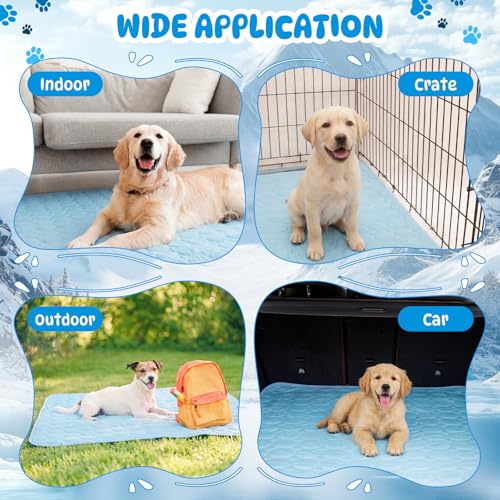 Chunful 4 Pack Pet Cooling Mat for Dogs and Cats, Summer Washable Dog Cooling Pad with Non-Slip Bottom & Storage Bags, Fol...