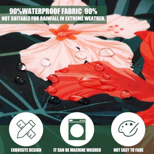 SmoothNovelty Hawaiian Outdoor Patio Bench Cushion Cover, No Insert, Palms Cushion Cover Replacement with Zipper Waterproo...