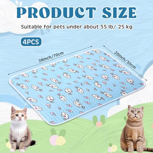 Colingmill 4 Pcs Dog Cooling Mat 28'' x 20'' Pet Cooling Mat for Dogs Cat Summer Self Cooling Mat Ice Silk Chill Pads Wash...