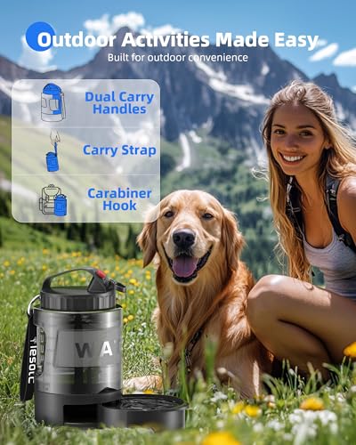 lesotc Dog Travel Water Bottle Portable with Pull-Out Drinking Bowl, 77oz Large Travel Water Bowl Dispenser for Dogs Campi...