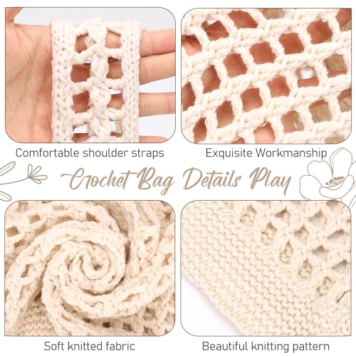 EIMMBD Crochet Bags for Women Beach Totes Bags Aesthetic Summer Tote Shoulder Hippie Bag Knit Bag