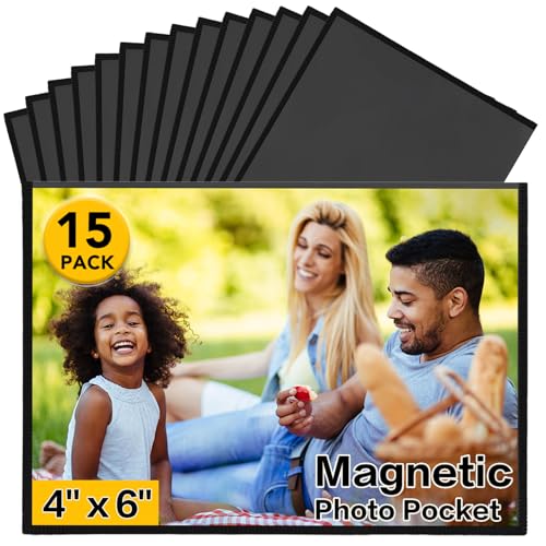 YixangDD 15 Pack Magnetic Picture Frame, 4 x 6 Inches Fridge Magnetic Photo Frames, Magnetic Photo Frames for Refrigerato...