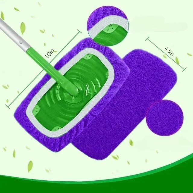 Microfiber Mop Pads - 4 Pack Reusable Washable Refills for Wet & Dry Floor Cleaning - Fits Most Standard Mops - Purple Hou...