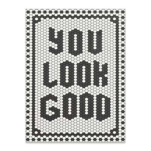 OMANI Black and White Quotes Wall Art Trendy Minimalist You Look Good Poster Funky Hexagon Tile Canvas Prints for Living R...