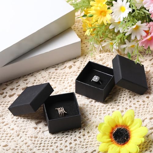 Yinkin 72 Pcs Jewelry Ring Gift Boxes Bulk 2 x 2 x 1.2 Inch Ring Necklace Earring Boxes for Weddings Christmas