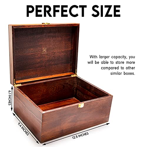 Wooden Gift Boxes - Large Memory Box For Keepsakes, Decorative Boxes With Lids, Wooden Box With Hinged Lid, Wood Boxes, St...
