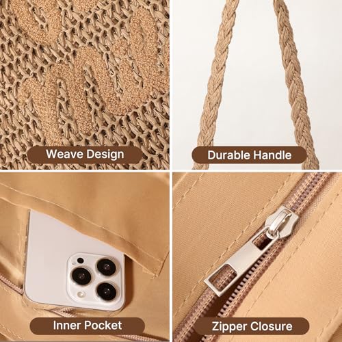Beach Bags for Women - Large Straw Bag Woven Beach Tote, Summer Handmade Shoulder Handbag