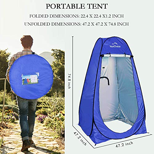 Your Choice Pop Up Privacy Shower Tent, 3.9 x 3.9 x 6.2FT Portable Camping Changing Room, Instant Setup Outdoor Shelter wi...