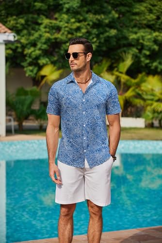 COOFANDY Mens Hawaiian Shirts Short Sleeve Button Down Aloha Shirt Casual Beach Clothes