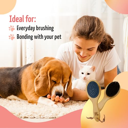 The Buddy System Combo Bristle Pet Brush, 2-in-1 Brush, Durable Rubber Side and Soft Boar Bristle Side - All Pets and Coat...