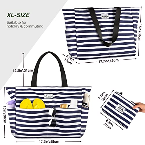 HOMESPON Large Waterproof Beach Bag for Women Sandproof Tote Bag Pool Bag with Zipper and Pockets for Travel Vacation Gym
