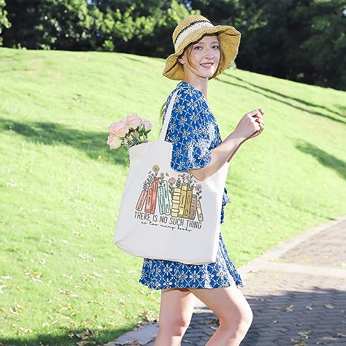 LEADO Cute Canvas Tote Bag with Pocket, Book Lovers Gifts - Mothers Day, Birthday, Book Club Gifts for Book Lovers Women -...