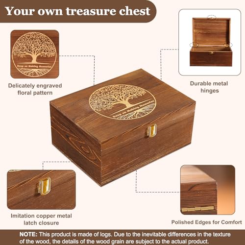 GLOMAXLY Wooden Keepsake Box Large Tree of Life - Decorative Memory Boxes with Hinged Lid and Photo Frame Durable Wood Gif...