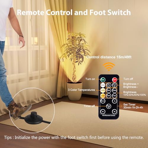 Brightown 2 Pack Uplights Indoor Floor Can Lights - 6000K LED Up Lights with Remote and Timer, 3 Color Temperatures and Di...