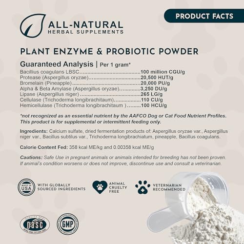 Animal Essentials Plant Enzyme & Probiotics - Probiotics & Digestive Enzymes for Dogs & Cats, Natural Daily Gut & Digestio...