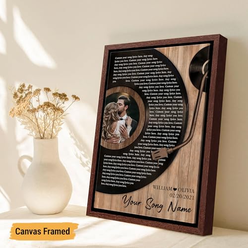 VICILO Husband Gifts - Customized Song Lyrics Canvas Framed Personalized Gifts for Him - Perfect Song Chords Couple One Ye...