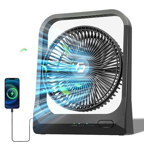 8-inch USB Portable Fan - 20800mAh Rechargeable Battery Operated Fan (80Hrs work time) - Personal Desk Fans - Battery Powe...