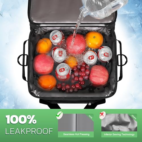 MIYCOO Cooler Bag Double Deck - 60 Can Leakproof Insulated Portable Soft Lunch Cooler, Extra Large Expandable Ice Chest Co...