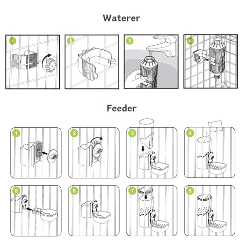 Automatic Pet Food Water Dispenser, Auto Gravity Pet Feeder Water Bottle Set for Cage, Feeding Station for Puppy Kitten Ra...