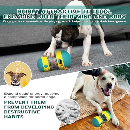 BSISUERM Dog Puzzle Toy Adjustable Treat Dispensing Ball Food Dispenser Tough Slow Feeder Puppy Enrichment Training Toy Pe...