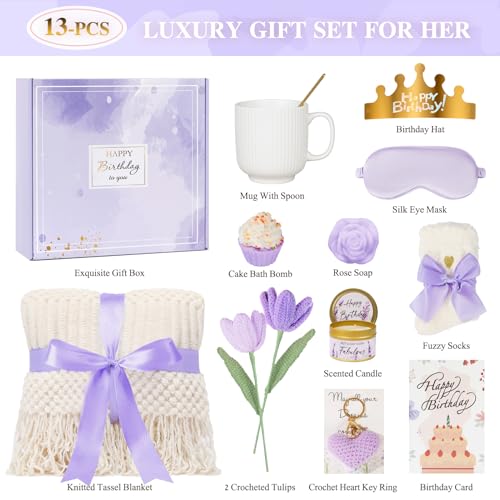 CuriBox Birthday Gifts for Women - 13PCS Unique Happy Birthday Easter Gifts Basket for Mom Her Best Friend Sister Wife Gir...