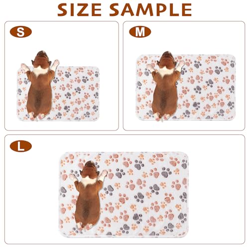 1 Pack 3 Blankets Fluffy Premium Fleece Soft Pet Blanket Flannel Throw for Cat Dog Puppy (Small 23x16'', Paw-White/Pink/Br...
