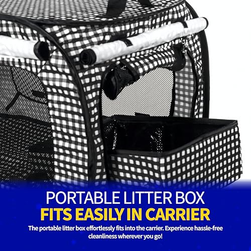 Pet Fit For Life Extra Large Cat Carrier for Travel - Foldable & Portable Collapsible Kennel with Litter Box, Feather Toy...