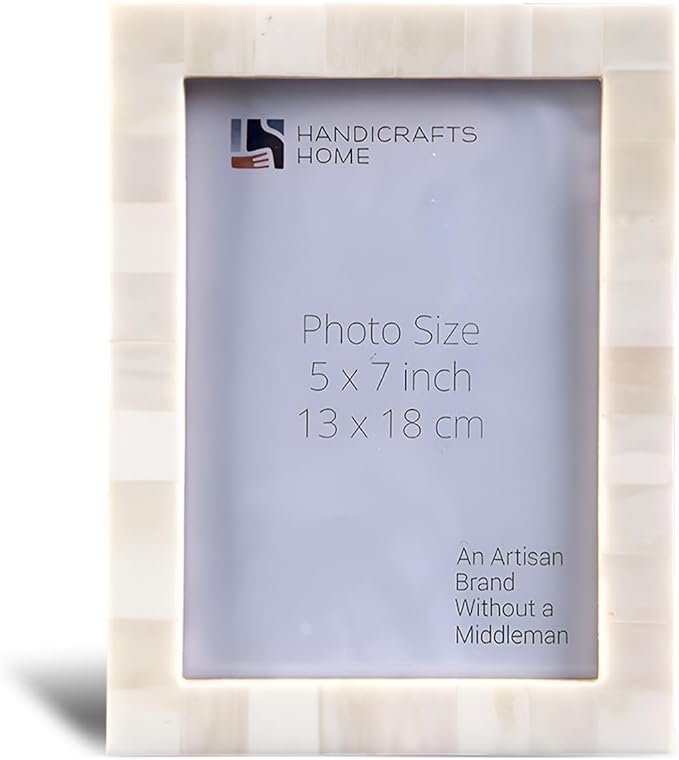 Handicrafts Home White 5x7 Picture Frame for Christmas Decor and Holiday Photo Frame for Modern Minimalist Home Decor, Wed...