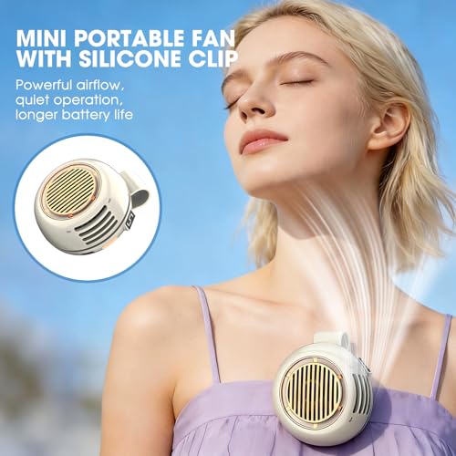 Glintor Portable Silent Mini Bladeless Fan Clip On,5 Speeds Clip-On Fans For Shirt,Small Clips Fanmini Whirlwind Fans For ...