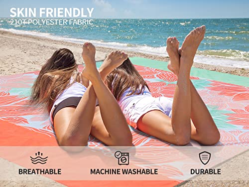HIHOHO Beach Blanket Waterproof Sandproof Extra Large Beach Mat 79" X 83"/120"x108"for 1-8 Adults Quick Drying Durable Out...