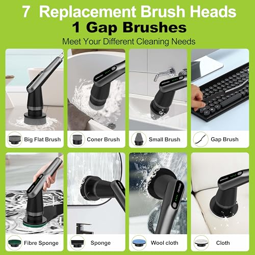 Dreazu G2-Pro Electric Spin Scrubber - Upgraded 10-in-1 Scrubber Brush Electric, Retractable Handle & 2-Speed for Bathroo...
