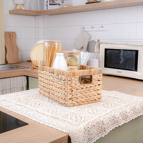 M4DECOR Set of 6 Wicker Storage Basket, Water Hyacinth Storage Baskets, Wicker Storage Baskets for Shelves, Wicker Baskets...